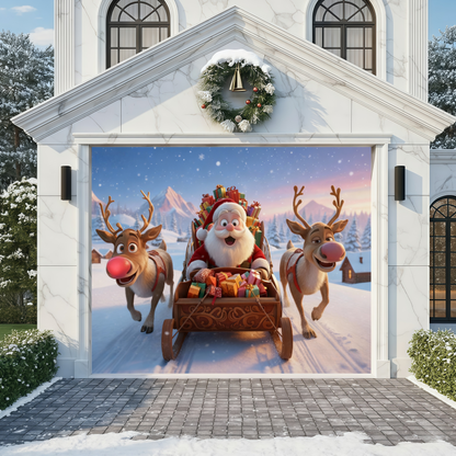 Snow Mountain Sprint | Christmas Garage Door Cover