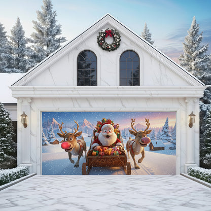Snow Mountain Sprint | Christmas Garage Door Cover